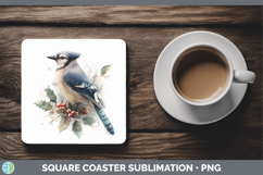 GorgeousBirds 01 Christmas Botanicals Square Coaster design.