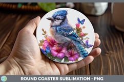 GorgeousBirds 01 Floral Summer Round Coaster design.