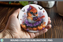 GorgeousBirds 01 Halloween Round Coaster design.