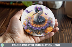 GorgeousBirds 01 Halloween Round Coaster design.