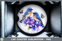 GorgeousBirds 01 Purple Drips Car Coaster design.