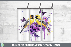 GorgeousBirds 01 Purple Drips Tumbler design.