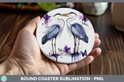 GorgeousBirds 01 Purple Drips Round Coaster design.