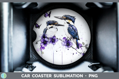 GorgeousBirds 01 Purple Drips Car Coaster design.