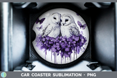 GorgeousBirds 01 Purple Drips Car Coaster design.