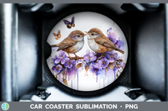GorgeousBirds 01 Purple Drips Car Coaster design.