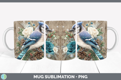 GorgeousBirds 01 Rustic Christmas Mug Wrap design.