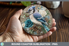 GorgeousBirds 01 Rustic Christmas Round Coaster design.