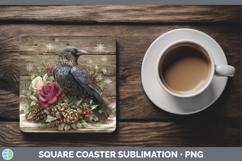 GorgeousBirds 01 Rustic Christmas Square Coaster design.