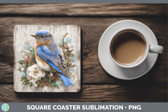GorgeousBirds 01 Rustic Christmas Square Coaster design.