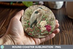 GorgeousBirds 01 Rustic Christmas Round Coaster design.