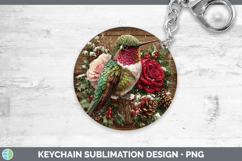 GorgeousBirds 01 Rustic Christmas Keychain design.