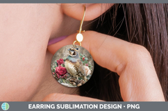 GorgeousBirds 01 Rustic Christmas Round Earrings design.