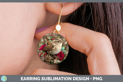 GorgeousBirds 01 Rustic Christmas Round Earrings design.