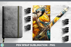 GorgeousBirds 01 Stained Glass Sunflower Pen Wrap design.