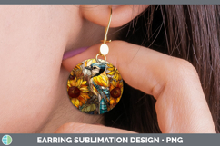 GorgeousBirds 01 Stained Glass Sunflower Round Earrings design.