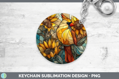 GorgeousBirds 01 Stained Glass Sunflower Keychain design.