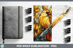GorgeousBirds 01 Stained Glass Sunflower Pen Wrap design.