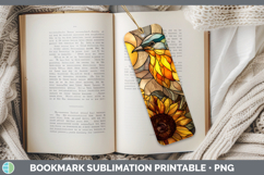 GorgeousBirds 01 Stained Glass Sunflower Bookmark design.