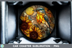 GorgeousBirds 01 Stained Glass Sunflower Car Coaster design.