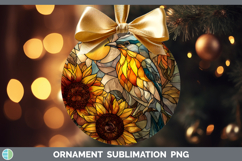 GorgeousBirds 01 Stained Glass Sunflower Ornament design.