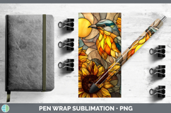 GorgeousBirds 01 Stained Glass Sunflower Pen Wrap design.
