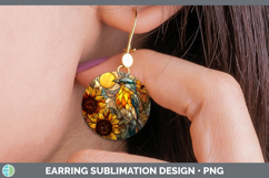 GorgeousBirds 01 Stained Glass Sunflower Round Earrings design.