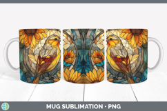 GorgeousBirds 01 Stained Glass Sunflower Mug Wrap design.