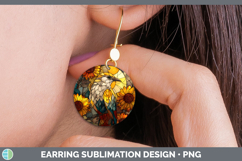 GorgeousBirds 01 Stained Glass Sunflower Round Earrings design.