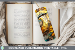 GorgeousBirds 01 Stained Glass Sunflower Bookmark design.