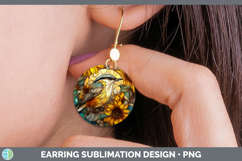GorgeousBirds 01 Stained Glass Sunflower Round Earrings design.