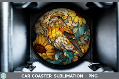 GorgeousBirds 01 Stained Glass Sunflower Car Coaster design.