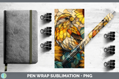 GorgeousBirds 01 Stained Glass Sunflower Pen Wrap design.