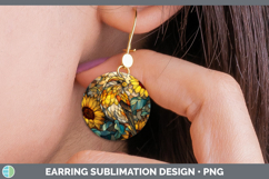 GorgeousBirds 01 Stained Glass Sunflower Round Earrings design.