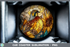 GorgeousBirds 01 Stained Glass Sunflower Car Coaster design.