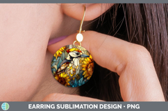 GorgeousBirds 01 Stained Glass Sunflower Round Earrings design.