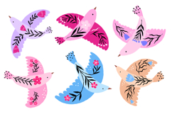 Hand Drawn Peace Dove Clipart Folk Product Image 1