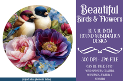 Birds &amp; Flowers Round Design, 10x10 Round Sublimation, d1 Product Image 1