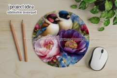 Birds &amp; Flowers Round Design, 10x10 Round Sublimation, d1 Product Image 4