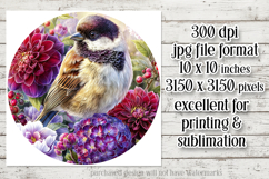 Birds &amp; Flowers Round Design, 10x10 Round Sublimation, d10 Product Image 2