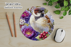 Birds &amp; Flowers Round Design, 10x10 Round Sublimation, d11 Product Image 4