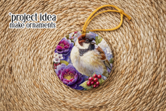 Birds &amp; Flowers Round Design, 10x10 Round Sublimation, d11 Product Image 5