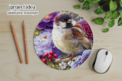 Birds &amp; Flowers Round Design, 10x10 Round Sublimation, d12 Product Image 4