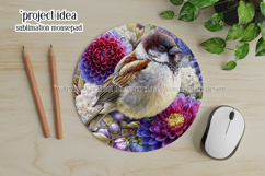 Birds &amp; Flowers Round Design, 10x10 Round Sublimation, d13 Product Image 4