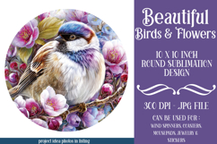 Birds &amp; Flowers Round Design, 10x10 Round Sublimation, d14 Product Image 1