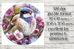 Birds &amp; Flowers Round Design, 10x10 Round Sublimation, d14 Product Image 2