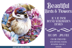 Birds &amp; Flowers Round Design, 10x10 Round Sublimation, d16 Product Image 1