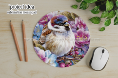 Birds &amp; Flowers Round Design, 10x10 Round Sublimation, d16 Product Image 3
