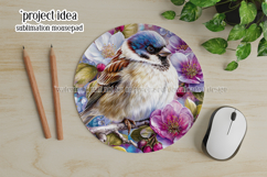 Birds &amp; Flowers Round Design, 10x10 Round Sublimation, d17 Product Image 4