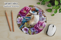 Birds &amp; Flowers Round Design, 10x10 Round Sublimation, d18 Product Image 4